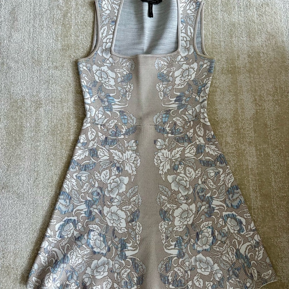 Floral Patterned Dress in Blue and Cream